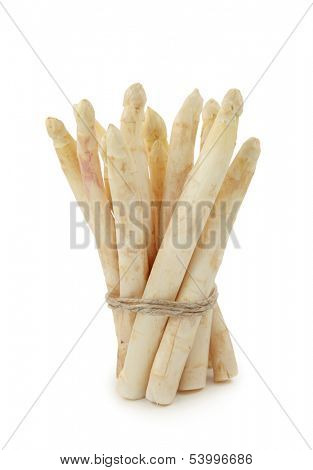 Bunch of white asparagus isolated on white background