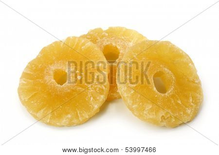 Dried pineapple isolated on white background