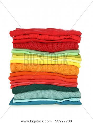  Stack of clothes isolated on white background