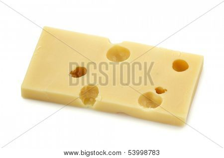 Emmental cheese isolated on white background