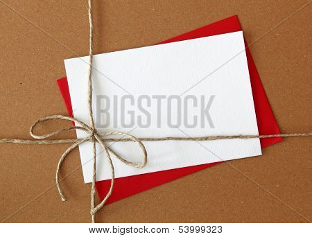  Bow with blank note isolated on white background