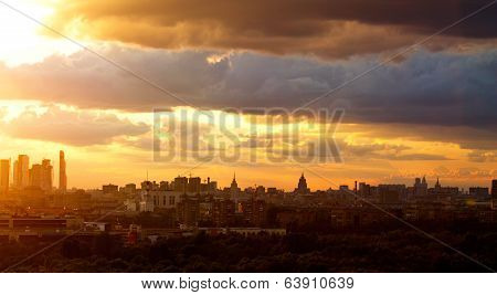 Sunset over the city