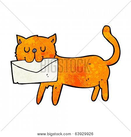 cartoon cat carrying letter