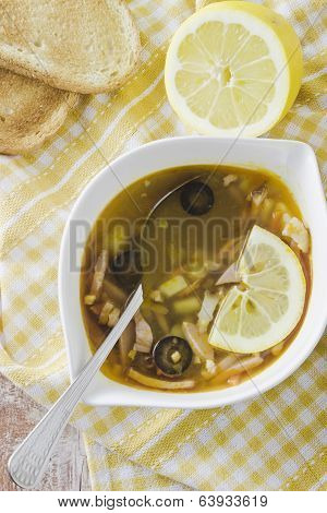 Soup, Lemon And Toasts