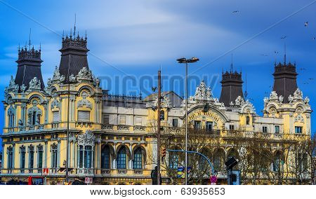 Ancient building of Port authorities in Barcelona, Spain