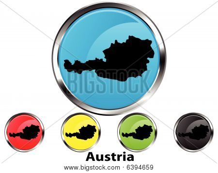 Przycisk Mapa błyszczący wektor Austrii