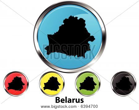 Przycisk Mapa błyszczący wektor Białorusi
