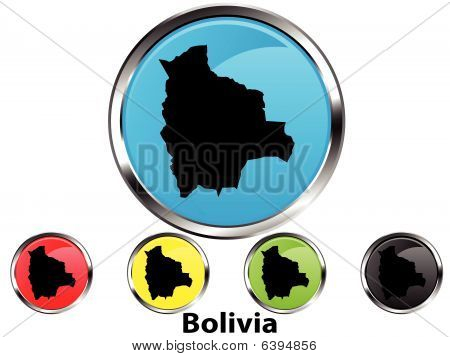Błyszczący wektor przycisk Mapa Boliwii