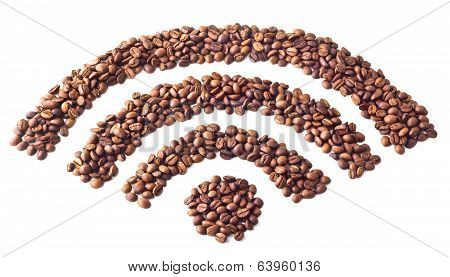 'Wi-FI' symbol from coffee beans