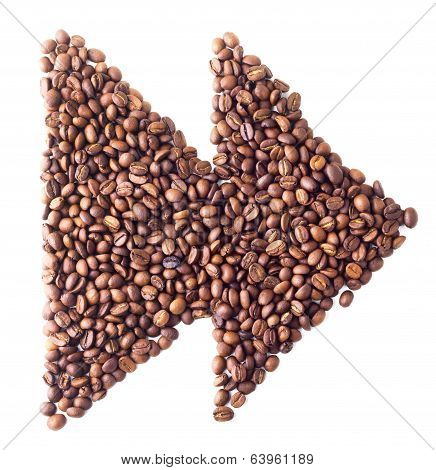 'Fast forward' symbol from coffee beans
