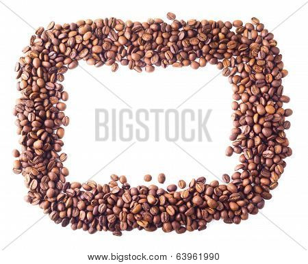 Square frame from coffee beans