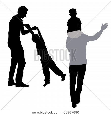 dad playing with his son silhouette