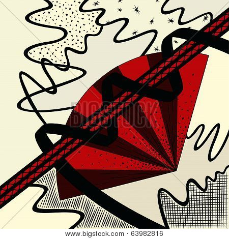 Red Fan And  Ribbons