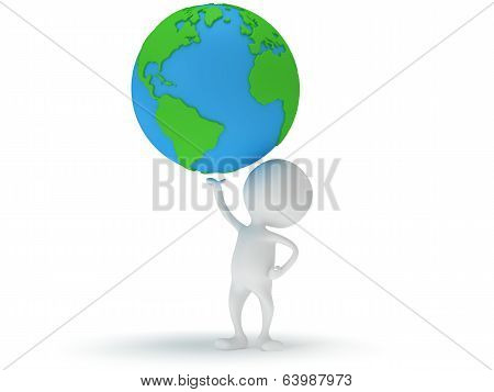 3d man stand with earth planet globe