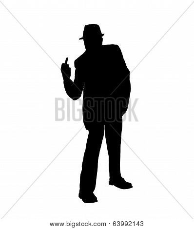Silhouette of a Man Flipping the Bird