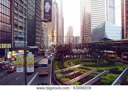 Connaught Road Central Of Hong Kong at sundown