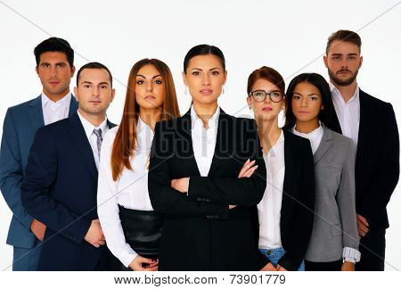 Group of businesspeople standing over white background