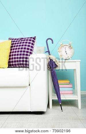 Umbrella in home interior close-up