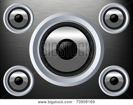 Speaker On A Silber Metal Texture