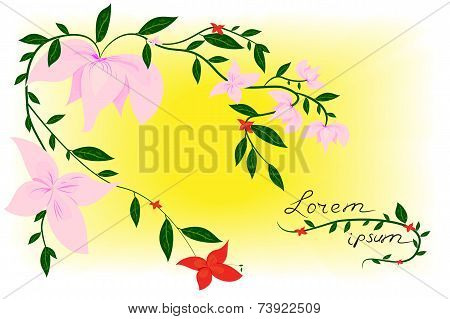 Flower on spring card. Vector illustration.