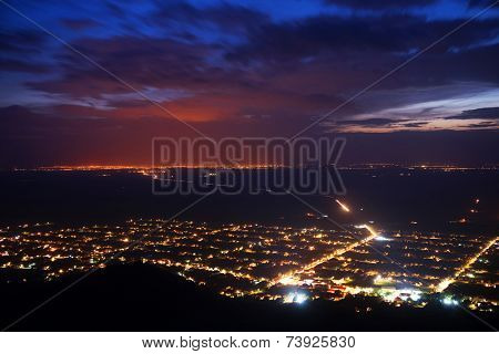 Falling night over Siria, Arad, Romania