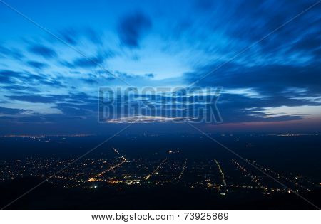 Falling night over Siria, Arad, Romania