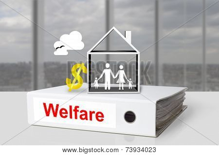 White Office Binder Welfare Family Dollar Symbol