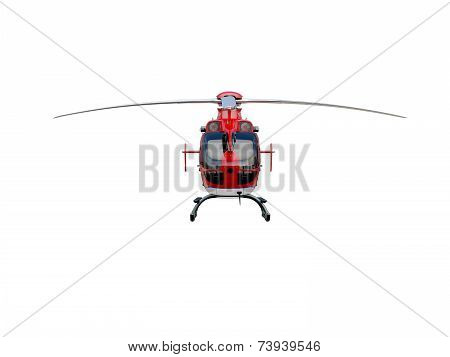 Red helicopter on white background