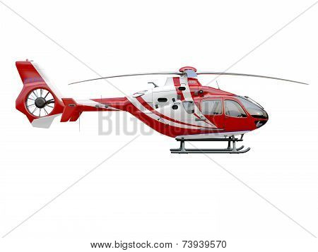 Red helicopter on white background