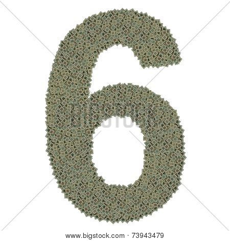 number 6 made of old and dirty microprocessors