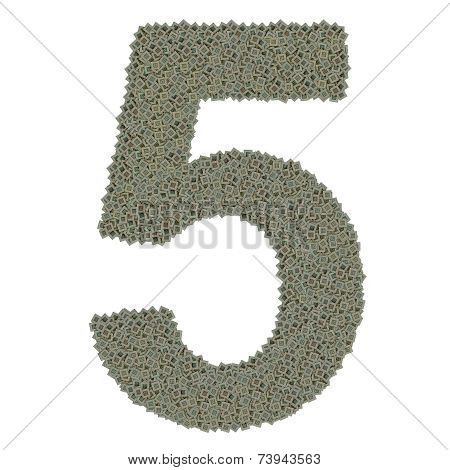 number 5 made of old and dirty microprocessors
