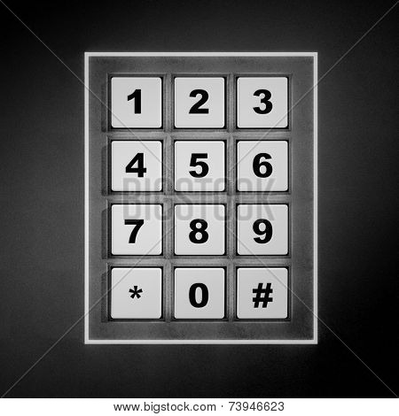 Security white numeric pad with black digits