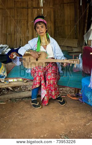 Karen Long Neck Woman With Brass Coils. Thailand
