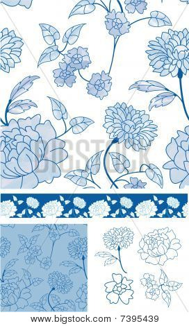 Pretty Blue Floral Repeat Pattern