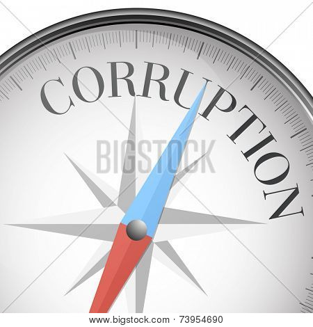 detailed illustration of a compass with corruption text, eps10 vector