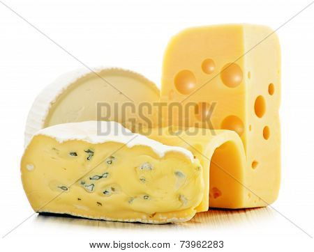 Different Sorts Of Cheese Isolated On White Background