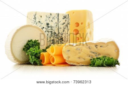 Different Sorts Of Cheese Isolated On White Background