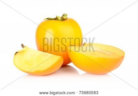 Studio Shot Many Kakis Sliced Isolated White