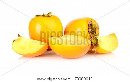 Studio Shot Many Kakis Sliced Isolated White