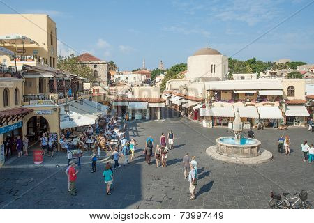 Tourists at Rhodes old city centre