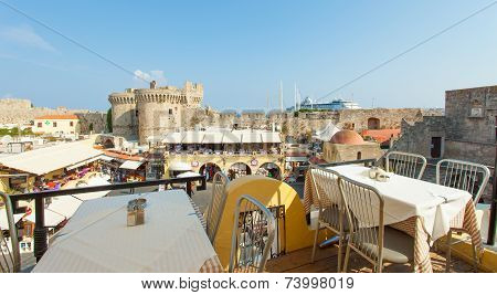 Tourists at Rhodes old city centre