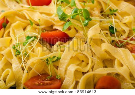 Semolina Pasta With Roasted Garlic, Sprinkled Microherbs