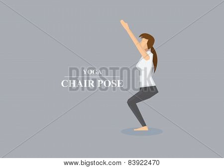 Yoga Asana Chair Pose Vector Illustration
