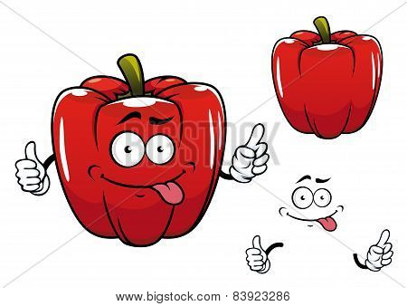 Cartoon funny red bell pepper vegetable character