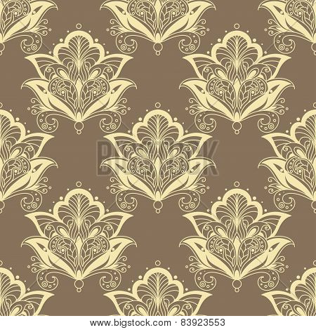 Contoured persian flowers vintage seamless pattern