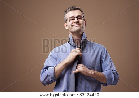 Confident Businessman Getting Ready