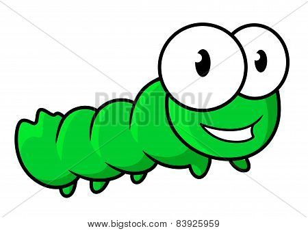 Cute green caterpillar insect cartoon character