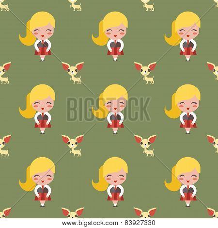 girl and dog pattern