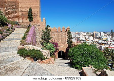 Almeria castle and city rooftops.