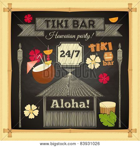 Tiki Bar Hawaii Chalkboard
